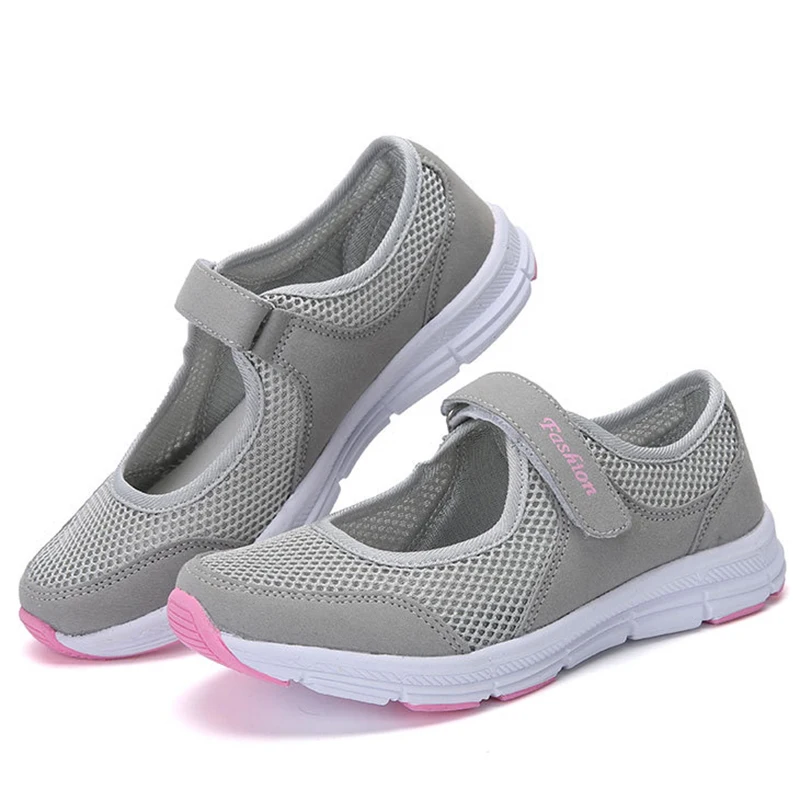 Summer Breathable Women Sneakers Healthy Walking Mary Jane Shoes For Women Mesh Mother Gift Super Light Women Flats Plus Size 43