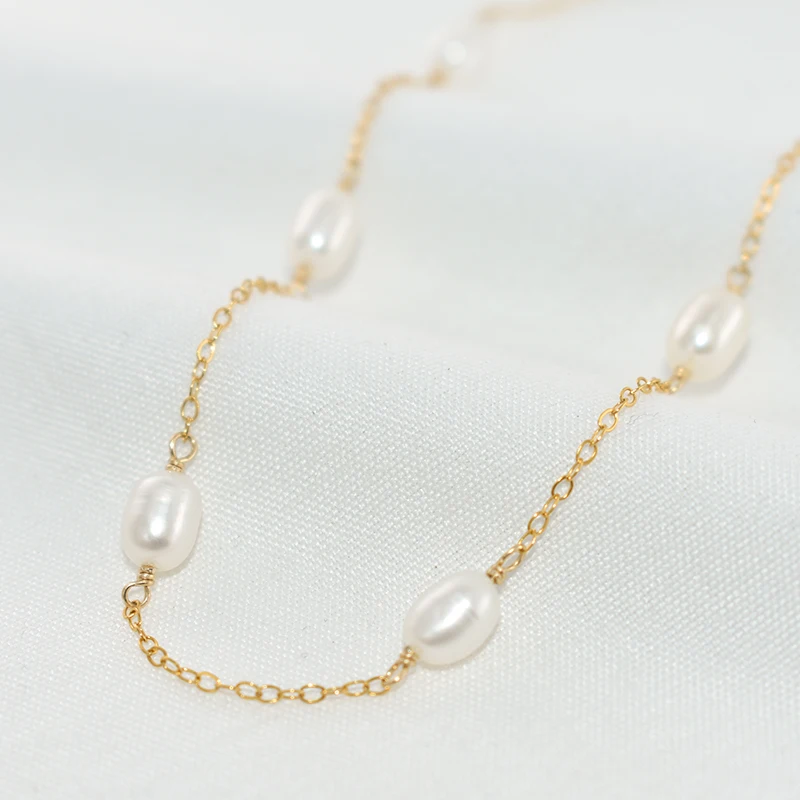 14K Gold Filled/925 Silver Natural Pearl Necklace Handmade Necklace Choker Pendants Collier Femme Kolye Collares Boho Jewelry