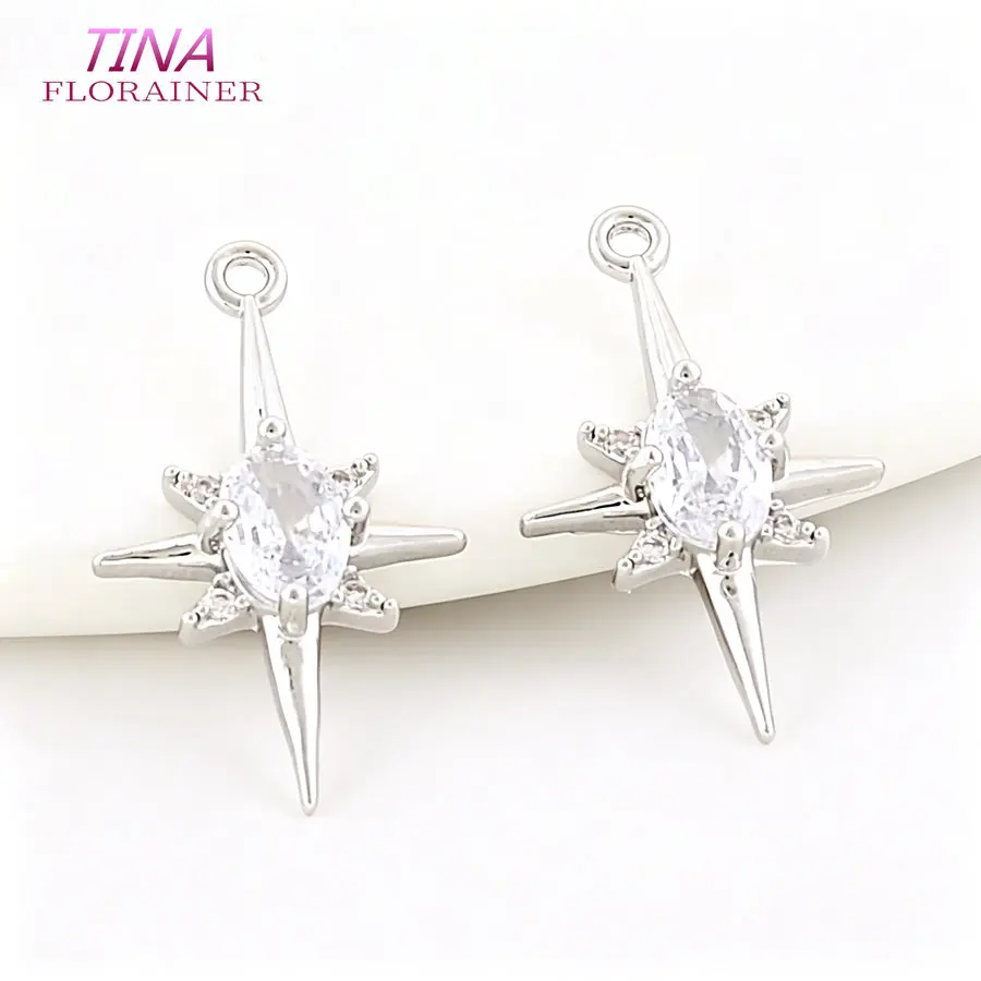 9*12MM 14K Gold Farbe Messing und Zirkon 2 Löcher Stern Kreuz Verbinden Charms Anhänger Schmuck Machen diy Zubehör – Detail 5