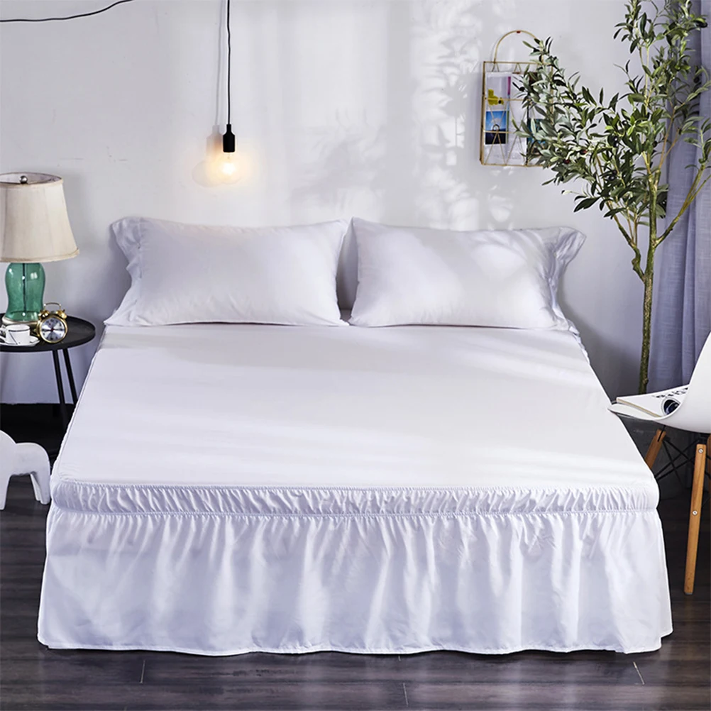 

White Ruffles Polyester Elastic Band Pleated Dust Ruffle Bedding Accessories Bedroom Furnishing Home Decor