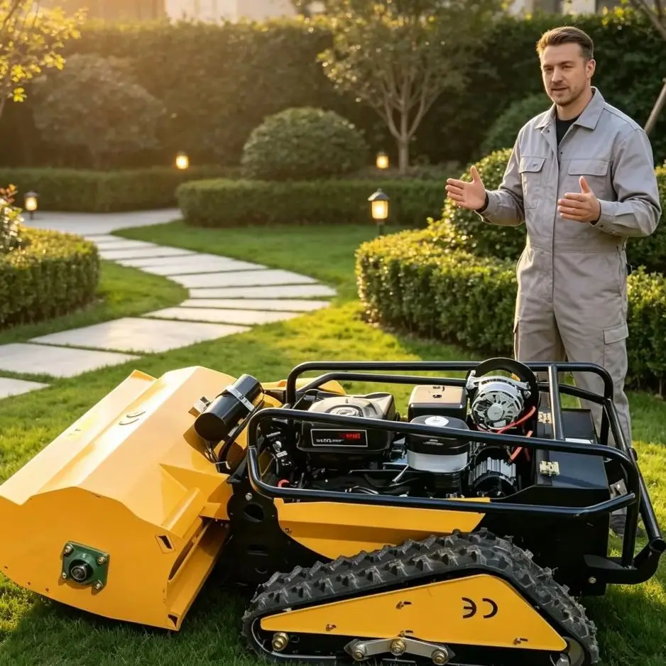 Customized 800SPro Remote Control Crawler Lawn Mower Anti-slip Track For Rural Slope And Wild Grass Cutting