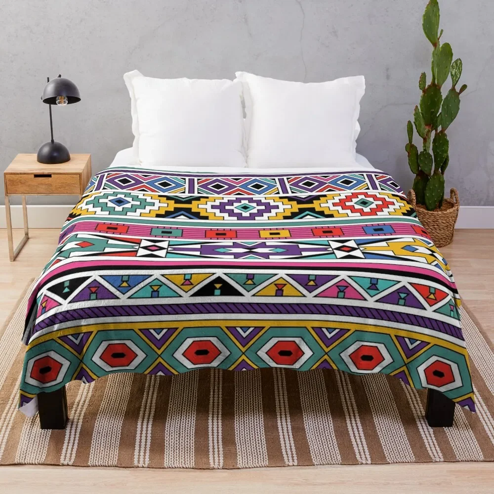 Ndebele Fashion Tribal Pattern | African Style Geometry Art Throw Blanket Sofas manga Designers Blankets