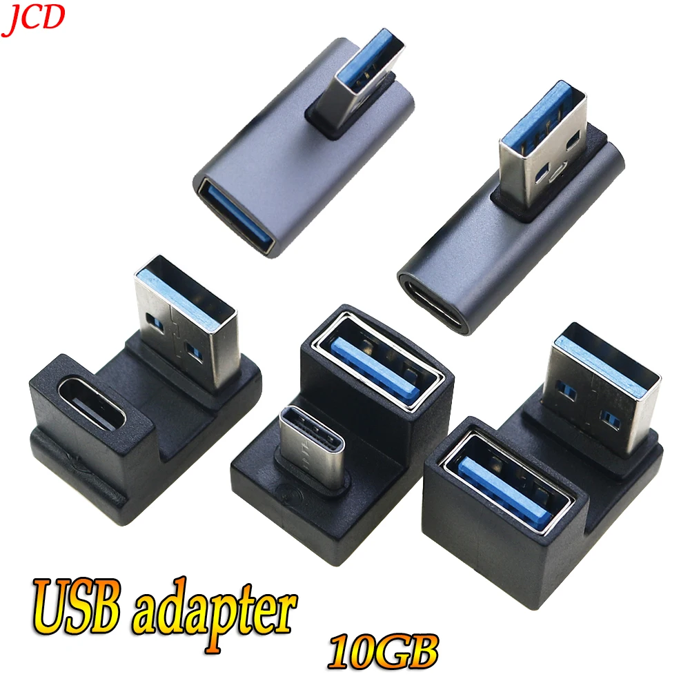 180 Degree Elbow USB C Adapter Type C USB C OTG to USB Converter U Shape USB-C 3.0 Connector for Computer Phone Tablet Adapter