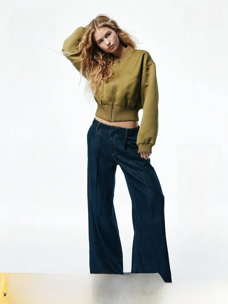 

H&M Summer New Women's Loose Wide Leg mid Waist Jeans Casual Style No Stretch Ladies Fashion Spring Collection