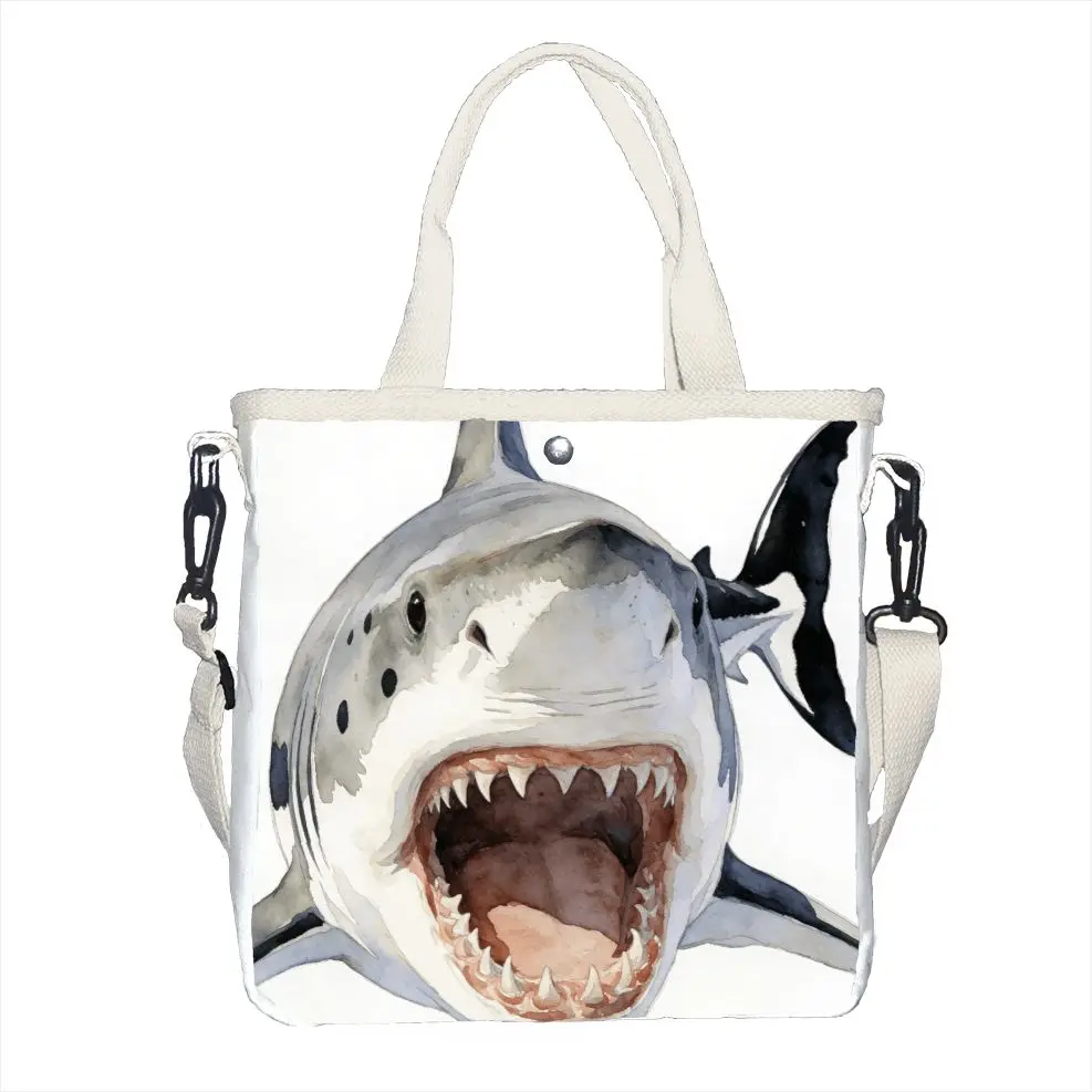 

For Men Women Cool Tiger Shark Print Shoulder Bag Lightweight with Adjustable Strap