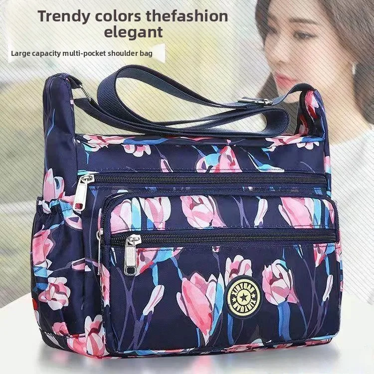 

Большая вместительная холщовая сумка из легкого водонепроницаемого нейлона, женская сумка через плечо с принтом