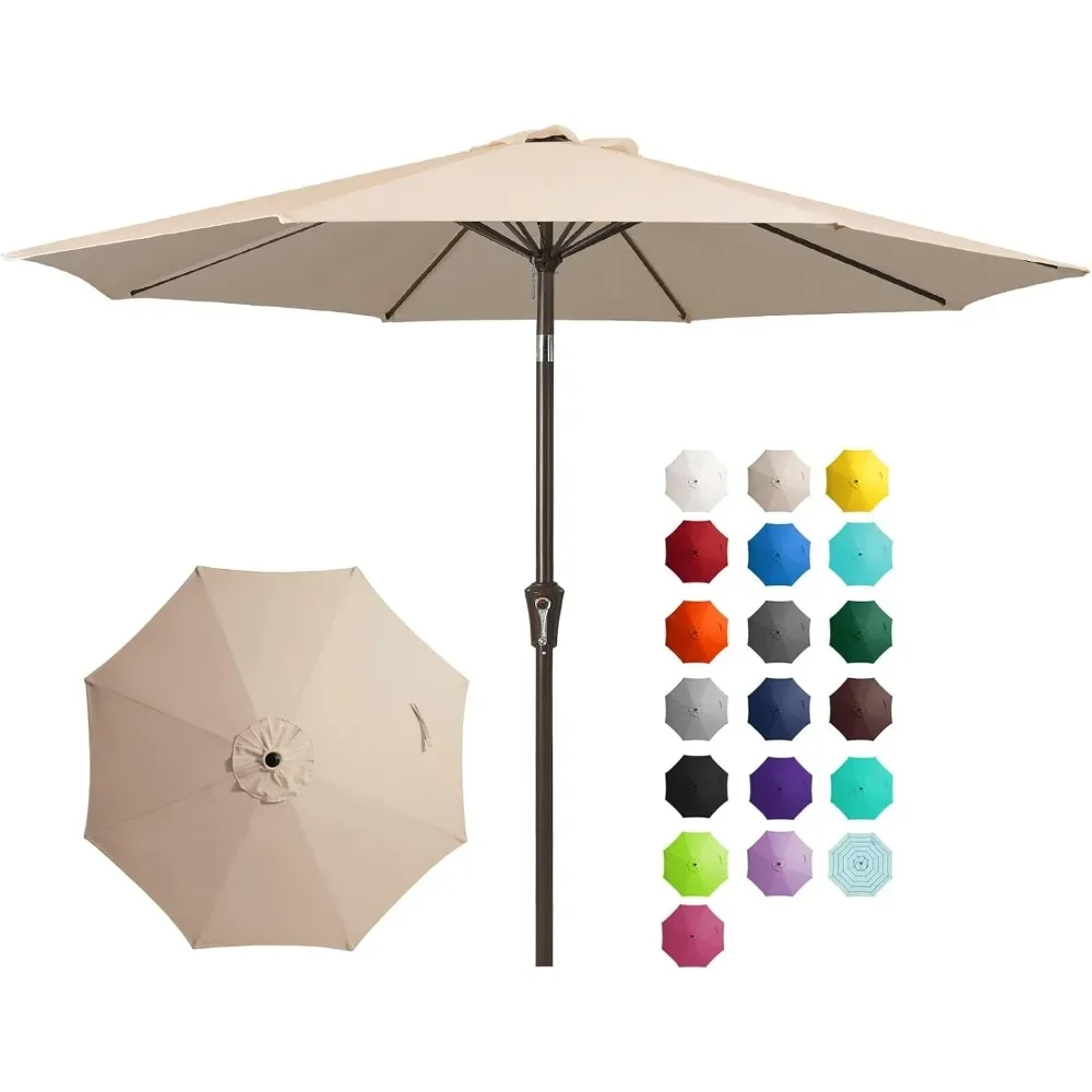 

Outdoor Patio Umbrella Outdoor Table Umbrella with Push Button Tilt and Crank, Market Umbrella Sturdy Ribs UV Protection