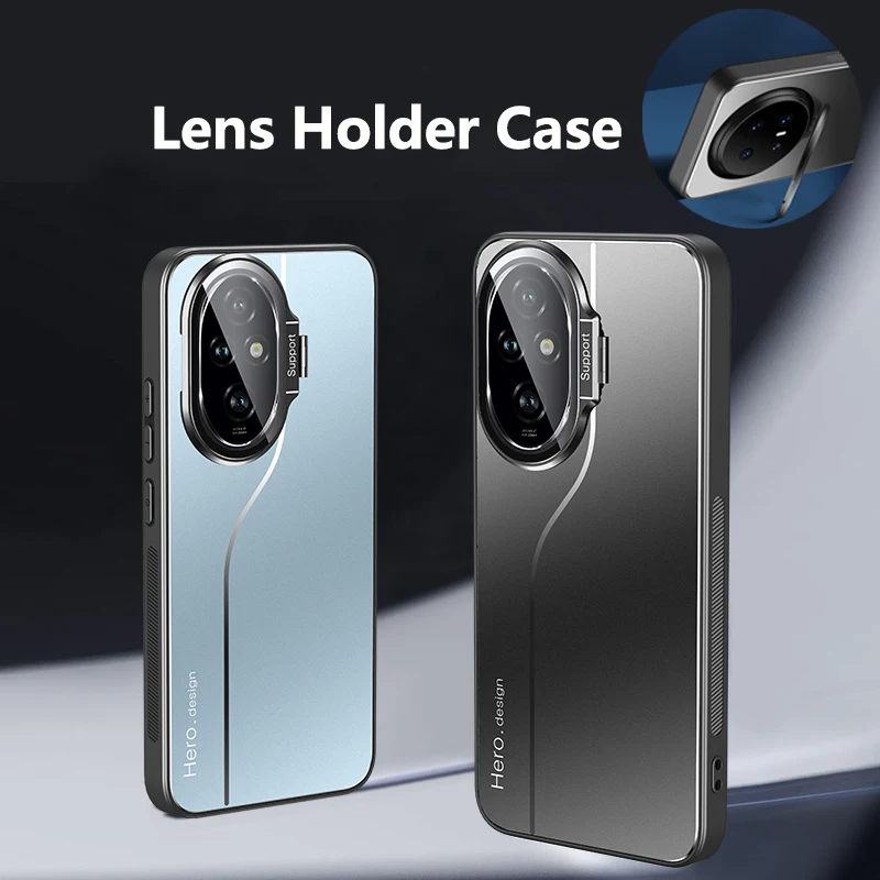 Voor Honor 300 200 Pro Case Onzichtbare Metalen Houder Camera Beugel Gesp met Lens Film Magnetische Frosted Back Phone Cover