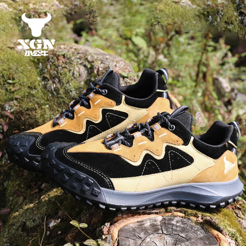 XGN Cowhide Hiking shoes Men waterproof hunting Boots trekking Sneakers mesh walking shoes Tactical Desert Combat travel Boots