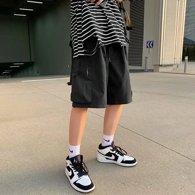 Summer Casual Mulit-Pocket Shorts Jogger Knee Length TrousersMen's Shorts Bermuda Sports Drawstring Loose Harajuku Y2k Streets