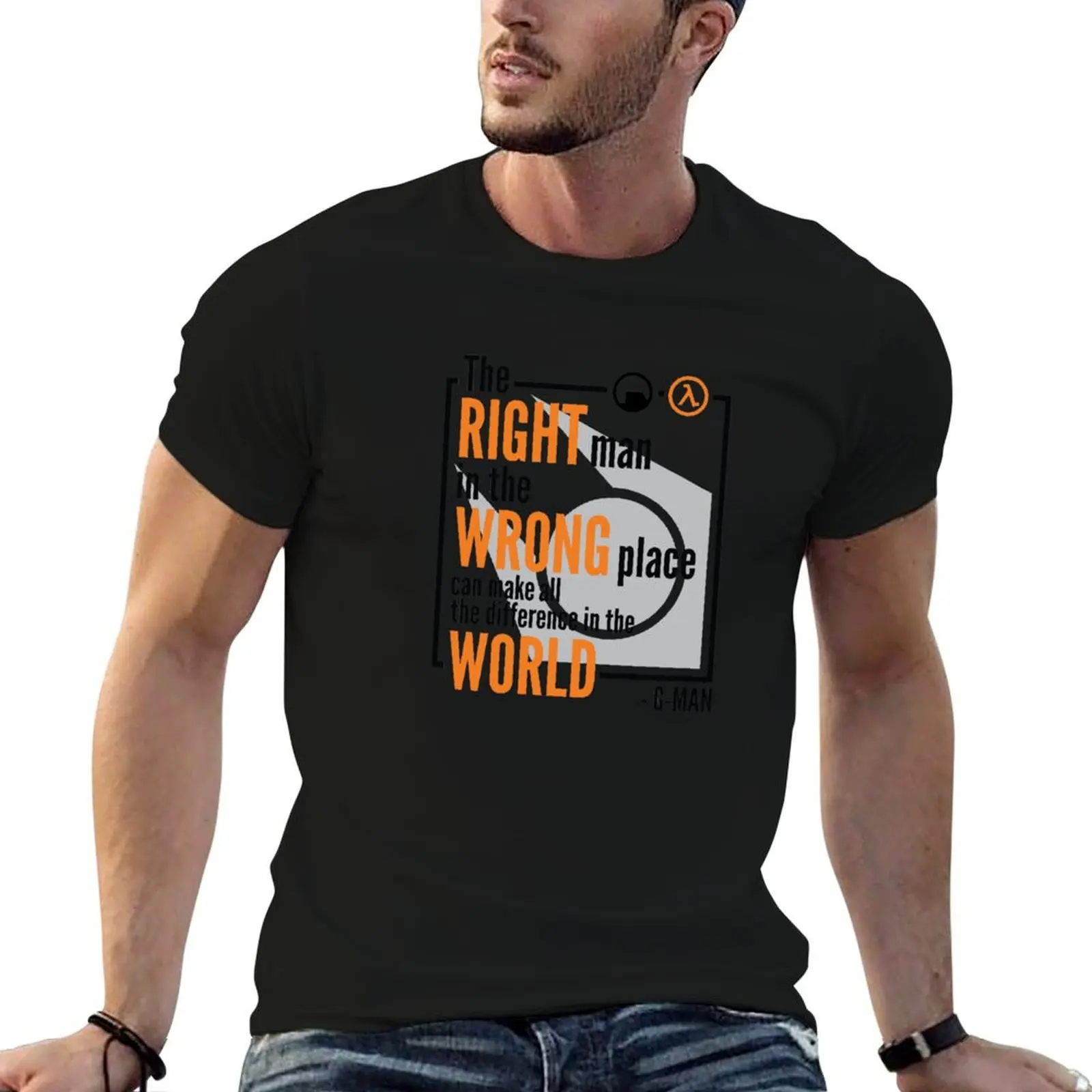 Half Life G-Man Quote T-Shirt Blouse vintage mens graphic t-shirts hip hop