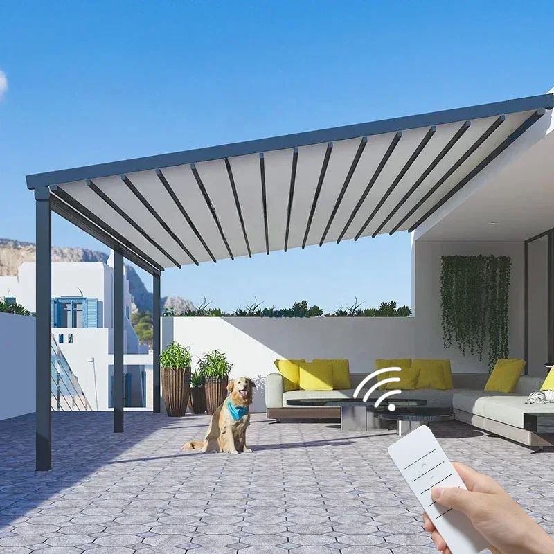 

Outdoor Aluminium Folding Courtyards Terrace Outside 3X6M Pavilion Eaves Tents Gazebo Pergola Sunroom Door Awning Gazebos