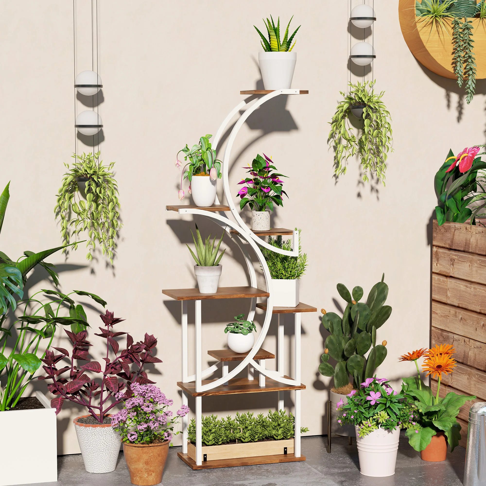 

Houseplant stands, flower stands,S-shaped frame,Eight-tier structure allows for diverse and abundant plant arrangements