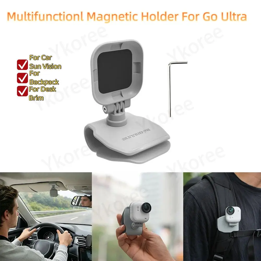 Multifunktionaler Sonnenblenden-/Rucksack-Magnethalter mit Schnellverschluss für insta360 Go Ultra Kamera-Zubehörhalterung
