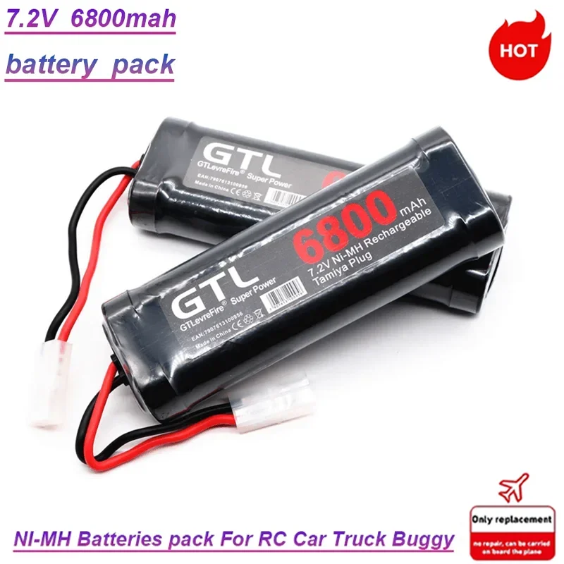 2024 NEW Brand New 7.2V 6800mAh Battery NiMH Battery Pack for RC Truck Fuel Tank Nickel Metal Hydride Gray Super Power and More