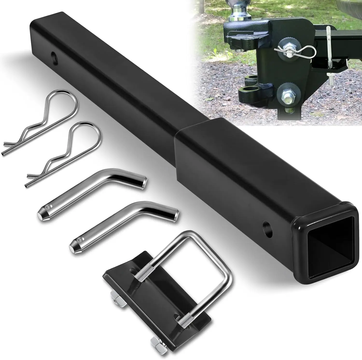 Trailer and Cargo Towing Extension, Aluminum, White, Anti - Rattle Feature