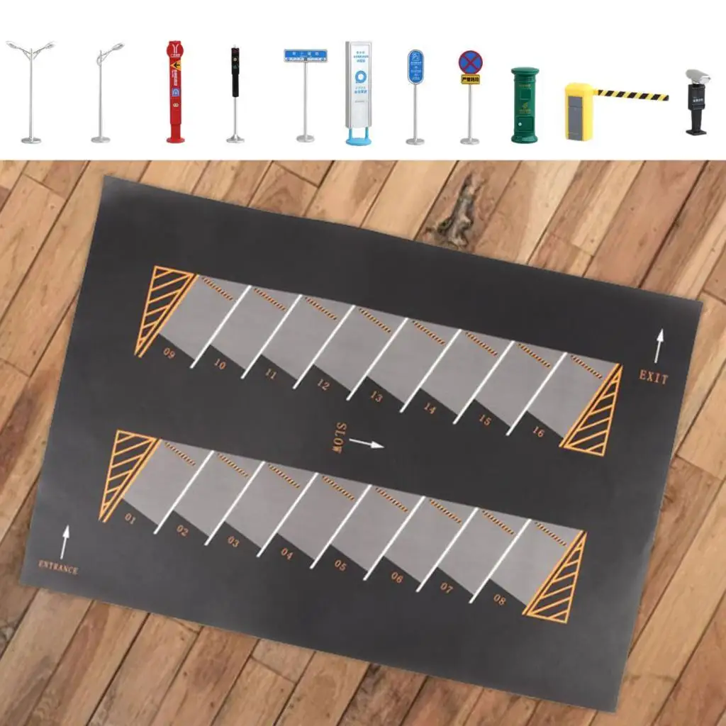 1:64 Large Parking Lots Mat Model Car Diecast Garage Miniature Car Models Show Style F