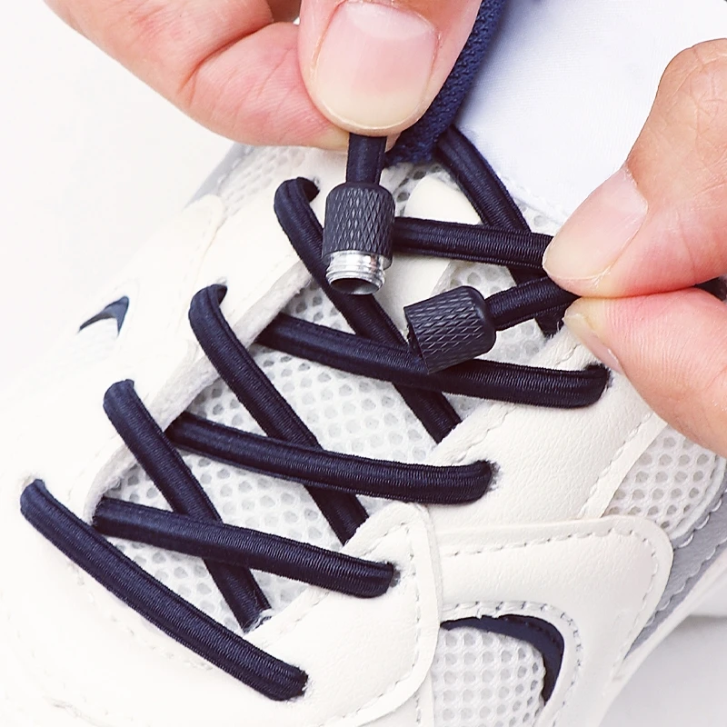 Runde Schnürsenkel ohne Bänder, Metallschnalle, elastische Schnürsenkel für Sneaker, Schnellverschluss-Schnürsenkel, Schuhzubehör ﻿