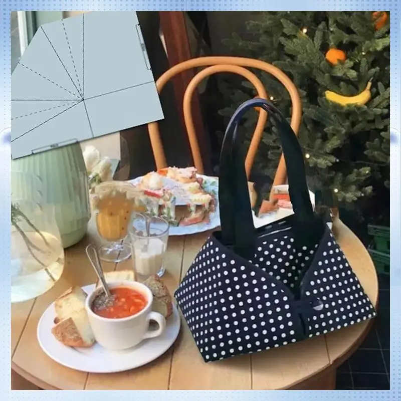 A82Q-Foldable Food Basket Sew Template Foldable Food Basket Sewing Ruler Floor Mat Handbag Ruler