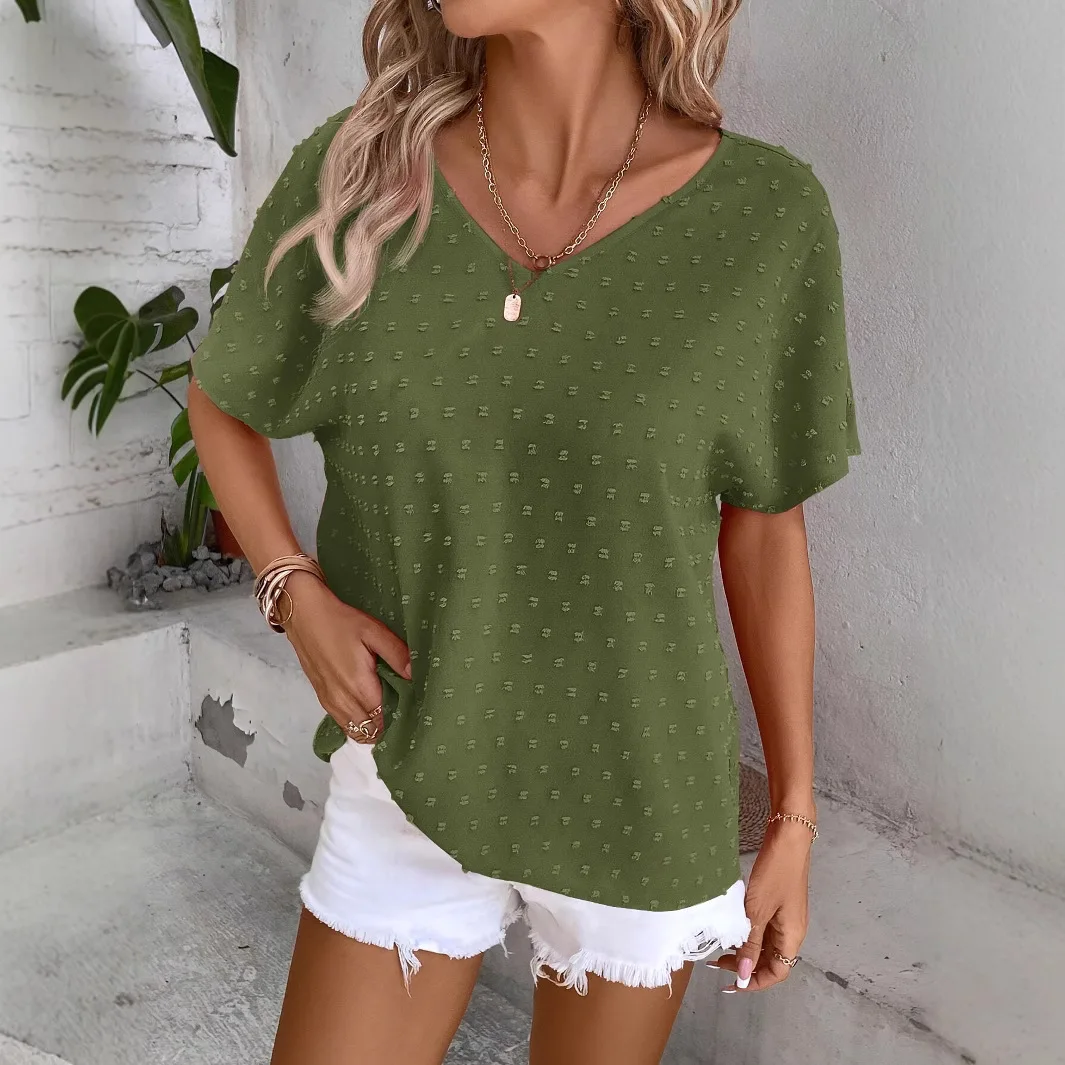 

Women's Casual Pure Color Batwing Sleeve Short Sleeve Shirt Summer Women Tee Shirts
