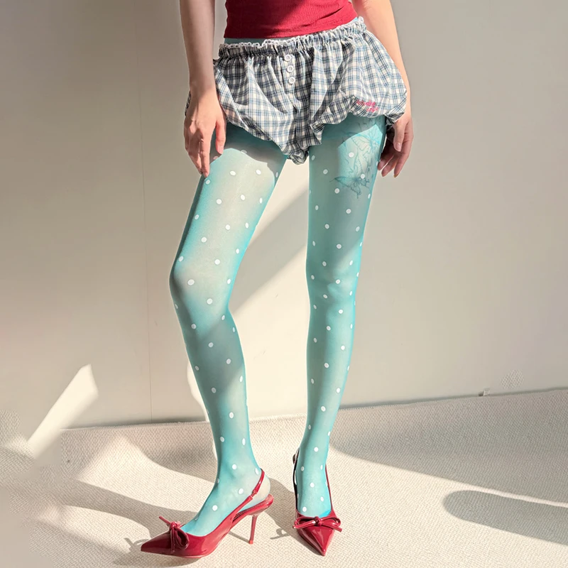 Polka Dot Tights Women Sheer Stocking With Dot Print 2026 Summer 30D Ultra-thin Translucent Spicy Girl Colorful Pantyhose