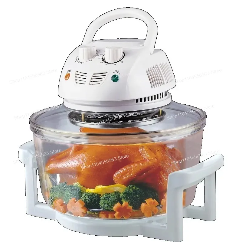 Healthy Low Fat Turbo Convection Air Oven – Glass Round Halogen Oven, Multi-Function Air Fryer for Healthy Cooking