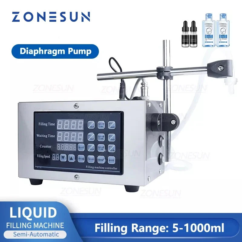 ZONESUN GFK280 Liquid Filling diaphragm pump Bottle Filler Digital Control for Wine Cosmetic Oil Beverage Lotion