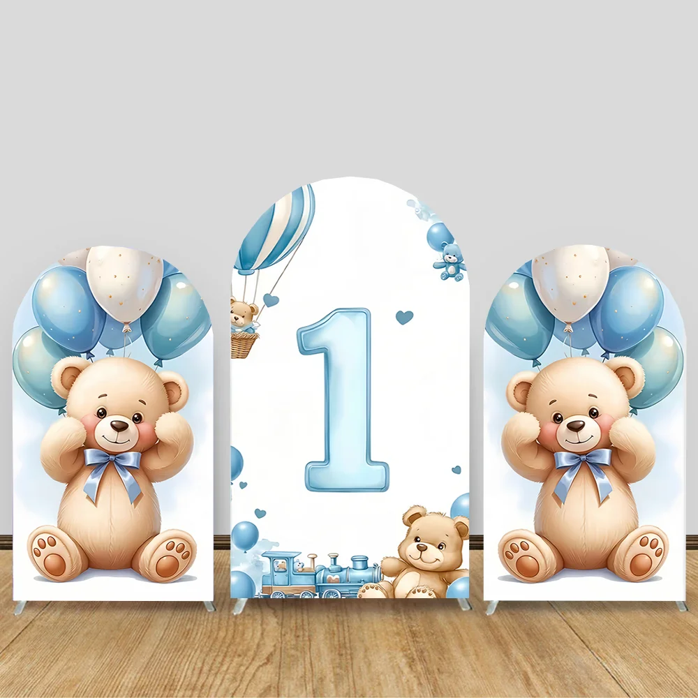 

Bear Arch Covers Backdrop Wedding Baby Shower Birthday Arched Backgrounds Soft Elastic Double-Sided Fabric Party Decors Props