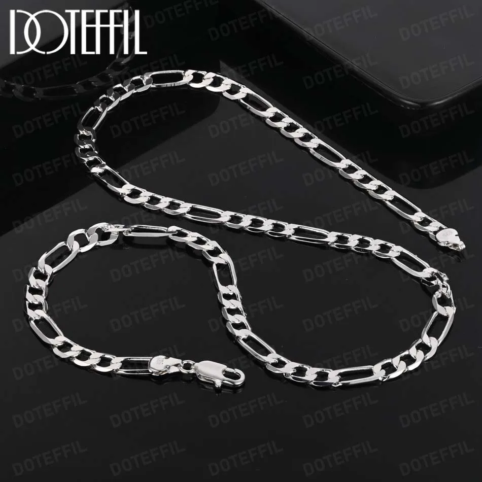 DOTEFFIL 6MM Flat Chain Wholesale High Quality Mens 925 Sterling Silver Necklace Fashion Jewelry Women Men Solid  Wedding Gift