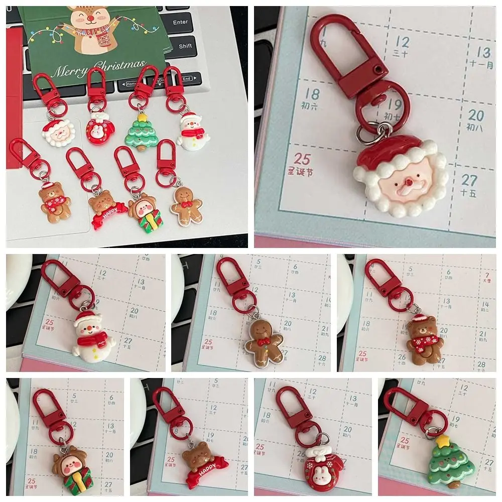 Gingerbread Man Xmas Santa Claus Pendant Snowman Backpack Charms DIY Chain Pendant Key Ring Ornaments Korean Style