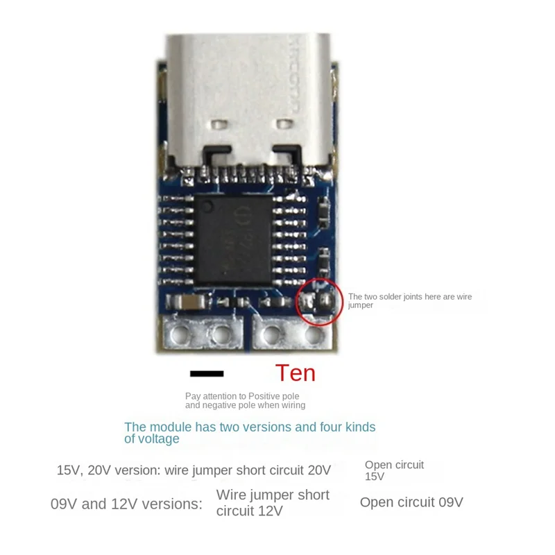 Cabo de extensão de gatilho tipo C, Módulo PDC004-PD Decoy, Carregador QC4, PD23.0 para DC, 12V