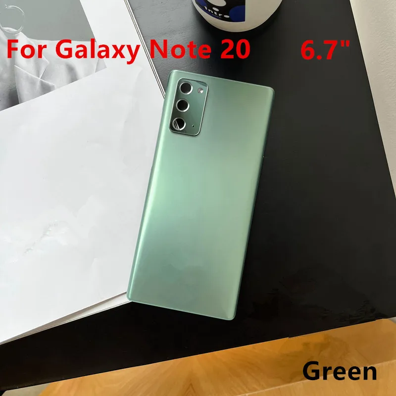 Carcasa Note20 para Samsung Galaxy Note 20 de 6,7 pulgadas, 5G, N981, N980, cubierta trasera de batería de vidrio, reparación, reemplazo de puerta trasera y lente de cámara