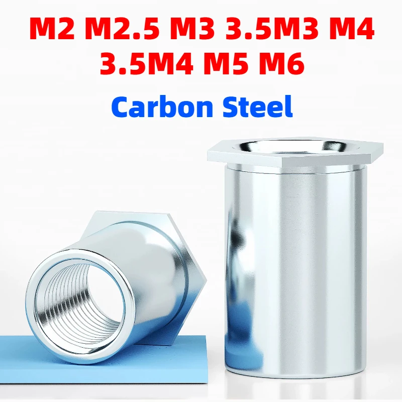 50-100pcs M2 M2.5 M3 M4 M5 M6 Zinc Plated Carbon Steel Through Hole Riveting Stud Hexagon Riveting Nut Stud Riveting Screw Stud
