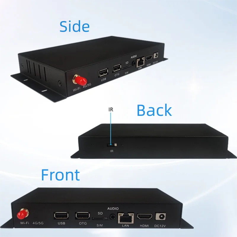 Scatola di riproduzione Android intelligente LCD con uscita HDMI quad core Quanzhi A40s, che può trasformare istantaneamente i monitor TV in intelligen