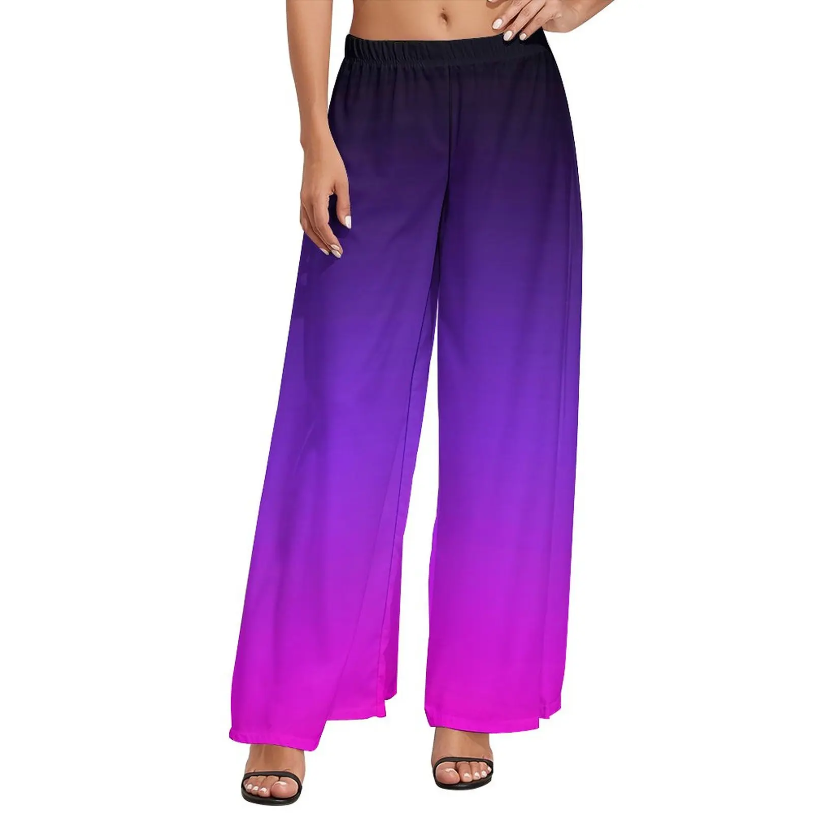 Ombre Gradient Pants High Waisted Black Violet and Pink Trendy Trousers Aesthetic Graphic Wide Pants