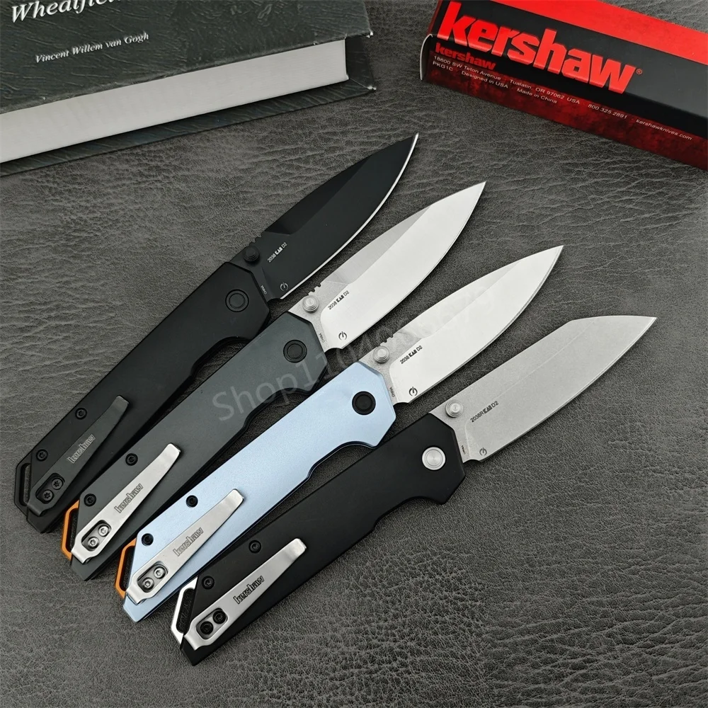 KS 2038 Gray/Black Aluminum / Satin D2 Folding Knife Tactical Camping Self Defense Pocket Jackknife EDC Outdoor Knife Hand Tools