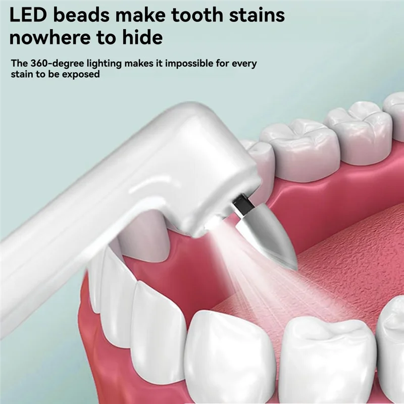 HIM-Zahnreiniger-Werkzeug mit 5 Bürstenköpfen, 5 Geschwindigkeitsmodi und LED-Licht, IPX6 wasserdichtes Zahnpolierer-Polier-Set