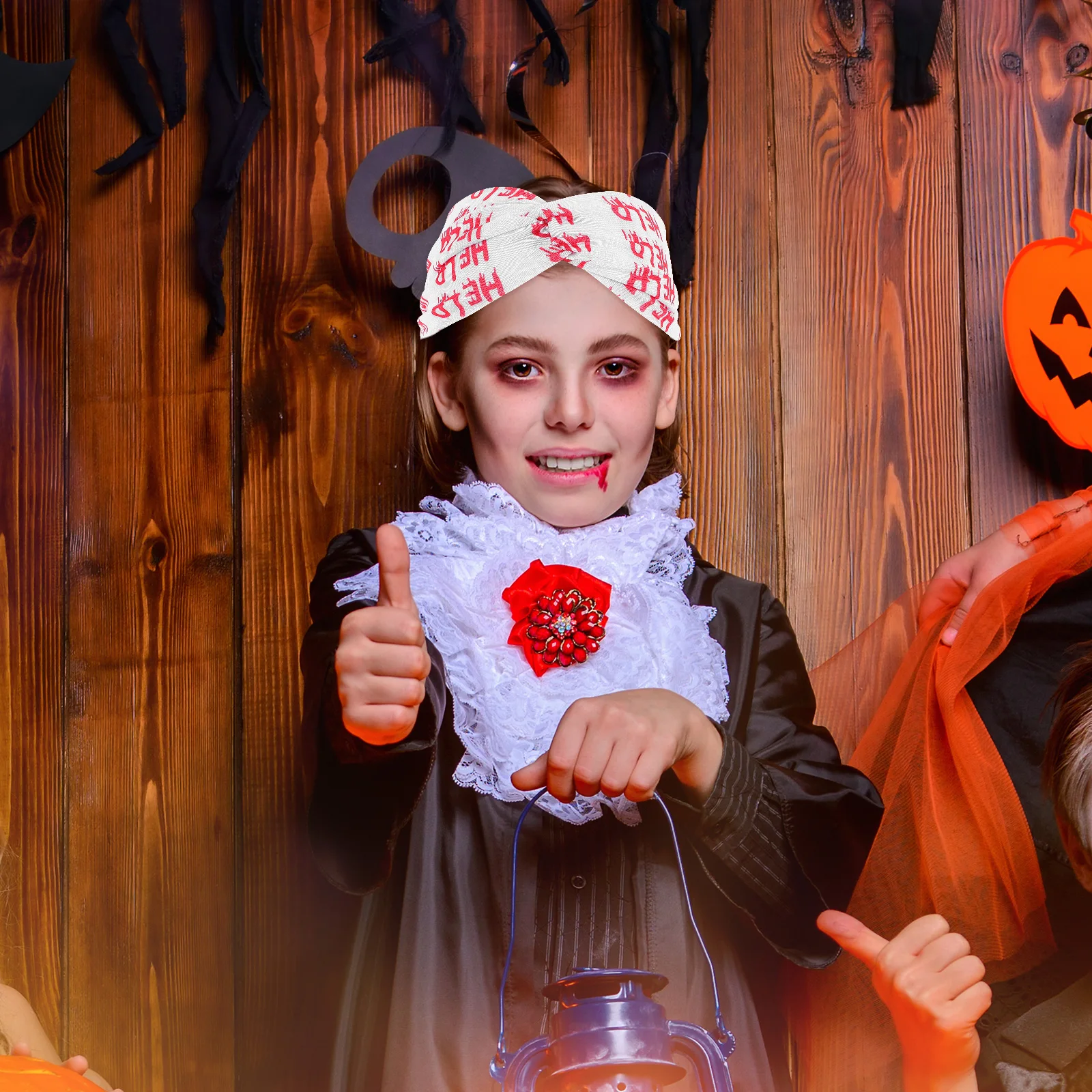 

Эластичная повязка на голову на Хэллоуин, женские широкие ленты с жутким принтом, эластичные повязки для волос, аксессуары для вечеринки на Хэллоуин, завязанная повязка на голову