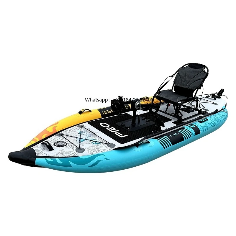 

Wholesale new series water amusement equipment two-color inflatable fishing pedal boat kayak