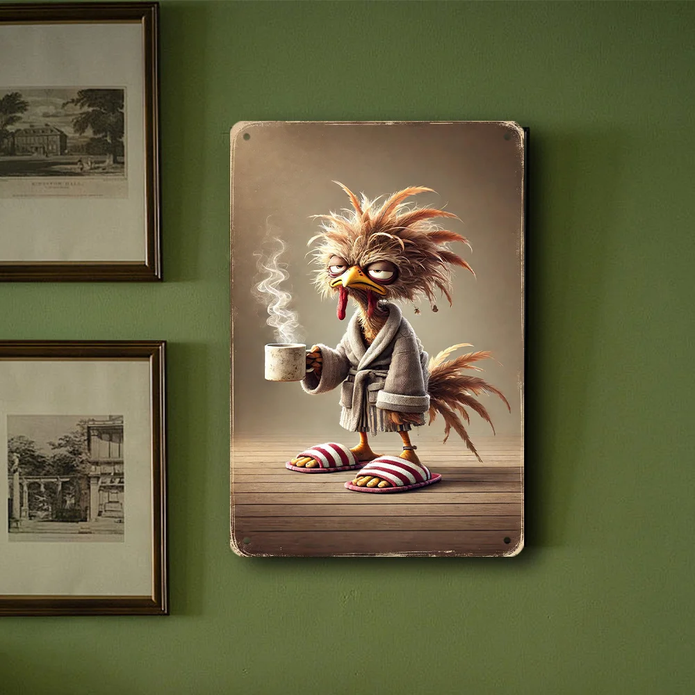 1 قطعة، الديك المتعب، علامة الألومنيوم، ديكور الغرفة، ديكور المنزل، ديكور المطعم، ديكور البار، ديكور المقهى، ديكور المرآب #2