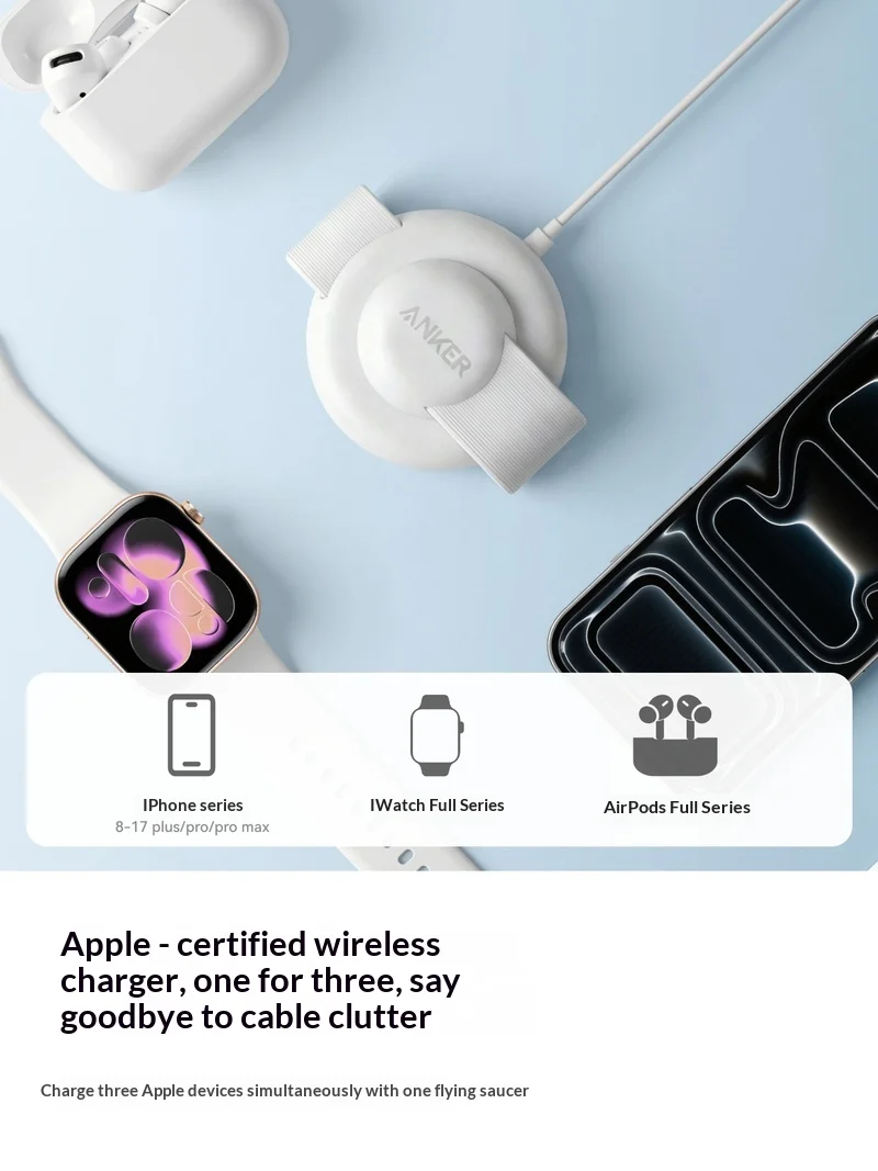 Anker 15w 3 In 1 Wireless Charger Portable Certified Fast Ufo Charging Station For Phone 15 Phone 16 Pro Intelligence Watch view 4