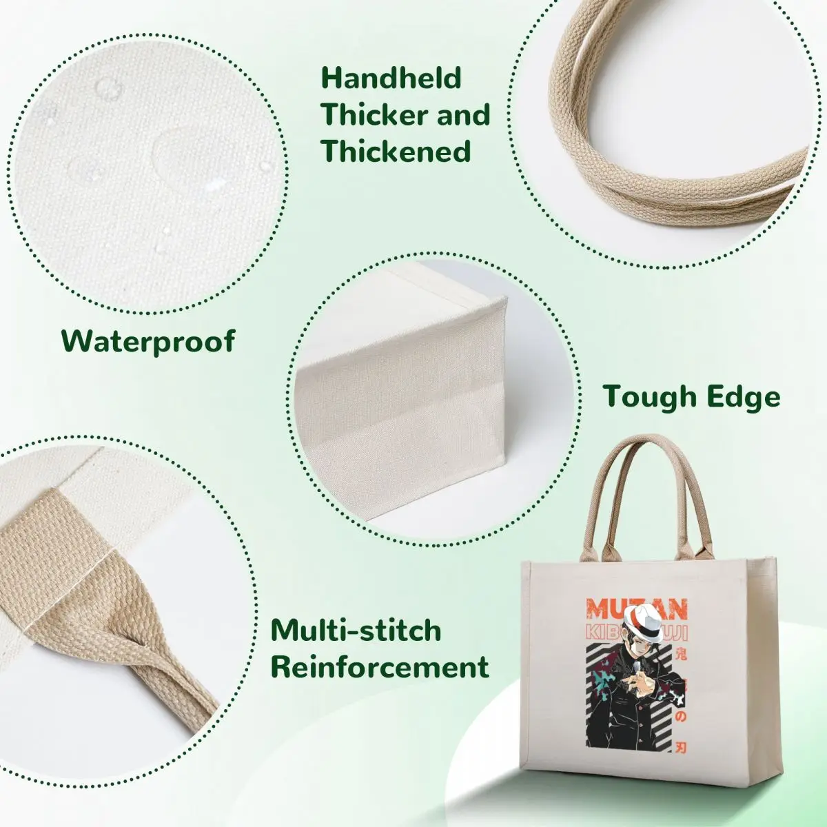 Kibutsuji Muzan Demon Slayer Tote Bag Fabric bag canvas tote bags custom canvas bag shopper bags