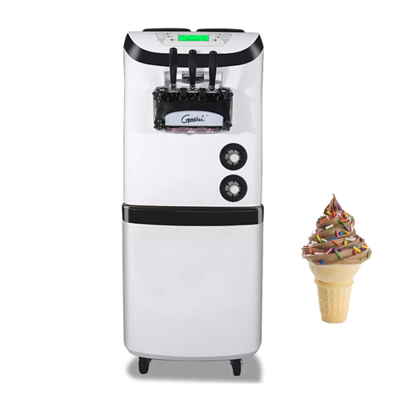 Sweet Cone Ice Cream Machine Stainless Steel Soft Ice Cream Makers 3 Flavors Ice Cream Vending Machine