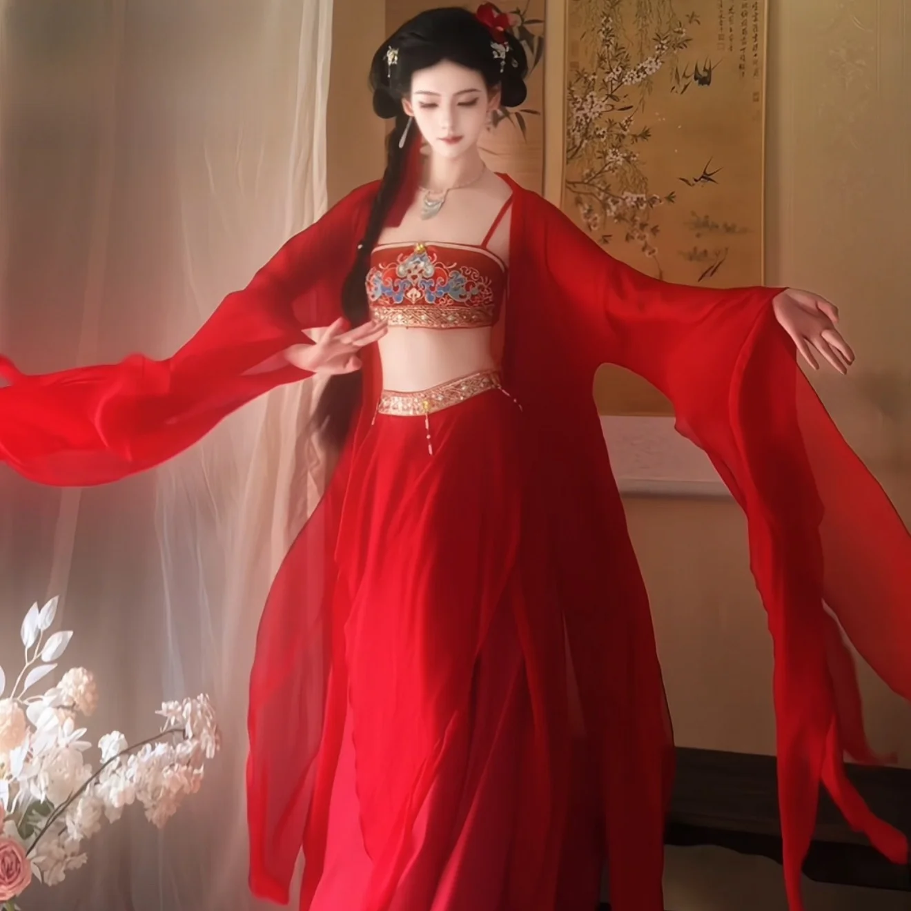 elegante-traje-de-danza-clasica-con-bordado-y-falda-amplia-para-practica-y-actuacion-color-rojo-ambiente-de-cuento-de-hadas