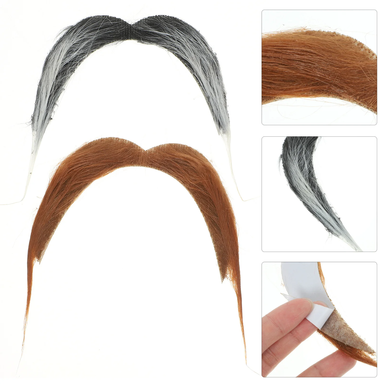 Barba de bigote falsa realista para hombre, accesorio de disfraz de fiesta de Halloween, accesorios de fiesta de Halloween, 2 uds.