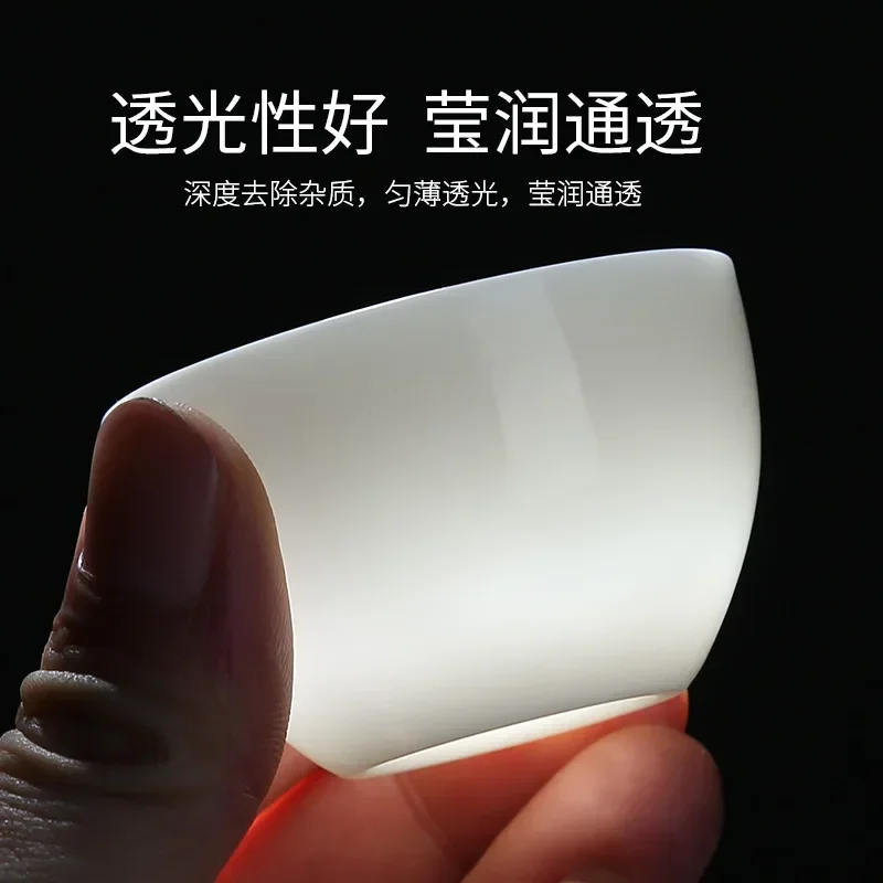 White Jade Kung Fu Small Tea Cup Tea Bowl Master Cup Egg-shell Porcelain White Jade Porcelain Set Tasting