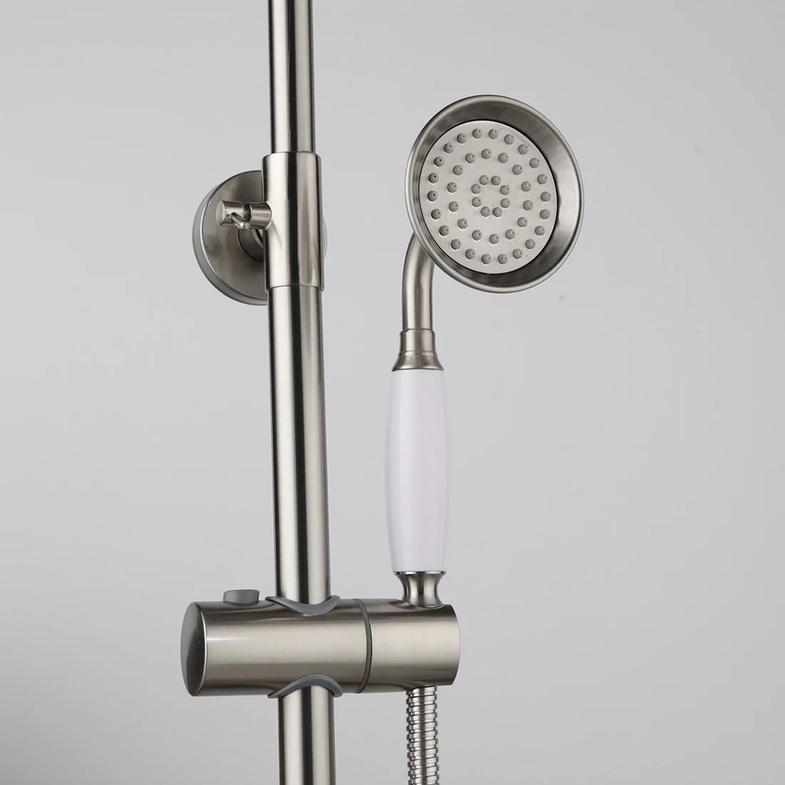 KEMAIDI Shower Faucets Set Nickel Brushed Adjustable Rain Shower Bar Cold and Hot Water Mixer Wall Mounted Shower sets