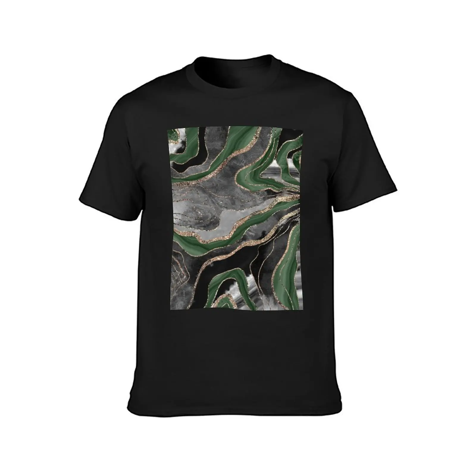 Green Black Marble Agate Gold Glitter Glam #1 (Faux Glitter) #decor #art T-Shirt tops tees mens clothing