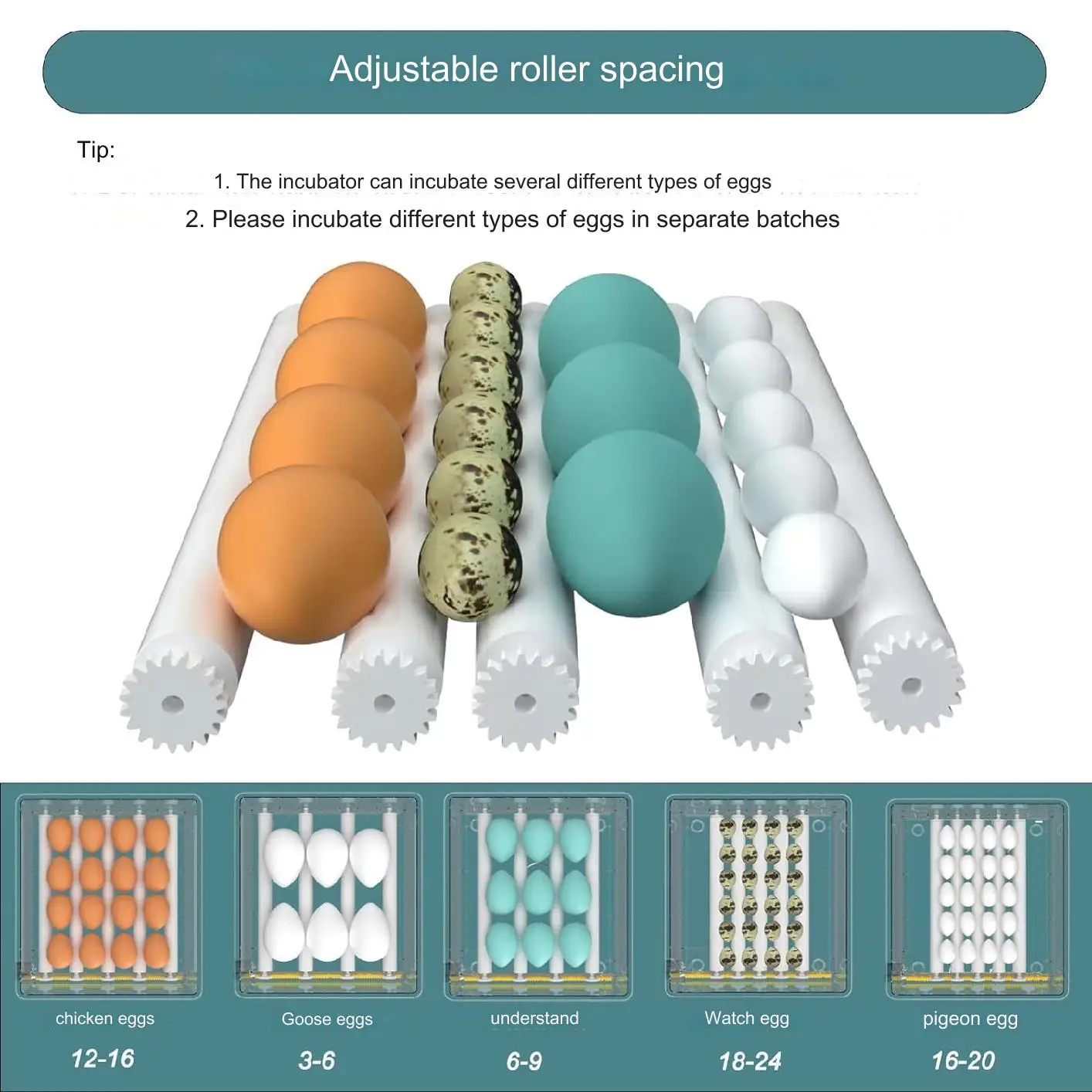 16/36 Eggs Incubator With Drawer Type Mini Egg Incubator With Automatic Water Ionic Replenishment,Temperature Contro