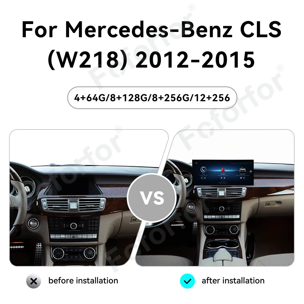Car Radio CarPlay For Mercedes Benz CLS W218 2012-2015 Qualcomm Android 14 HD Screen 15.8 Inch Multimedia Player GPS Head Unit